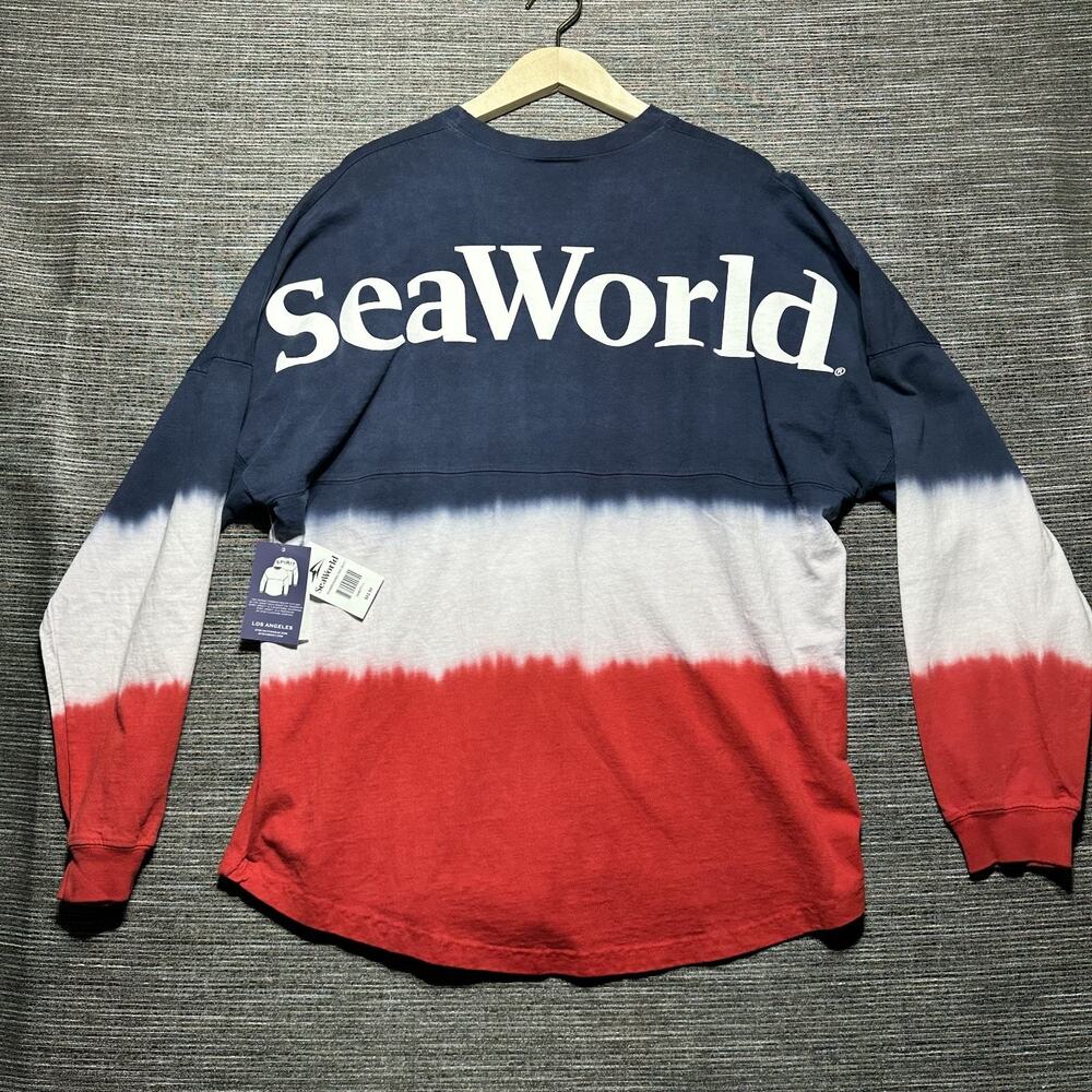 Spirit Jersey Sea World Shirt Adult Large Red White Blue USA LS Americana RARE